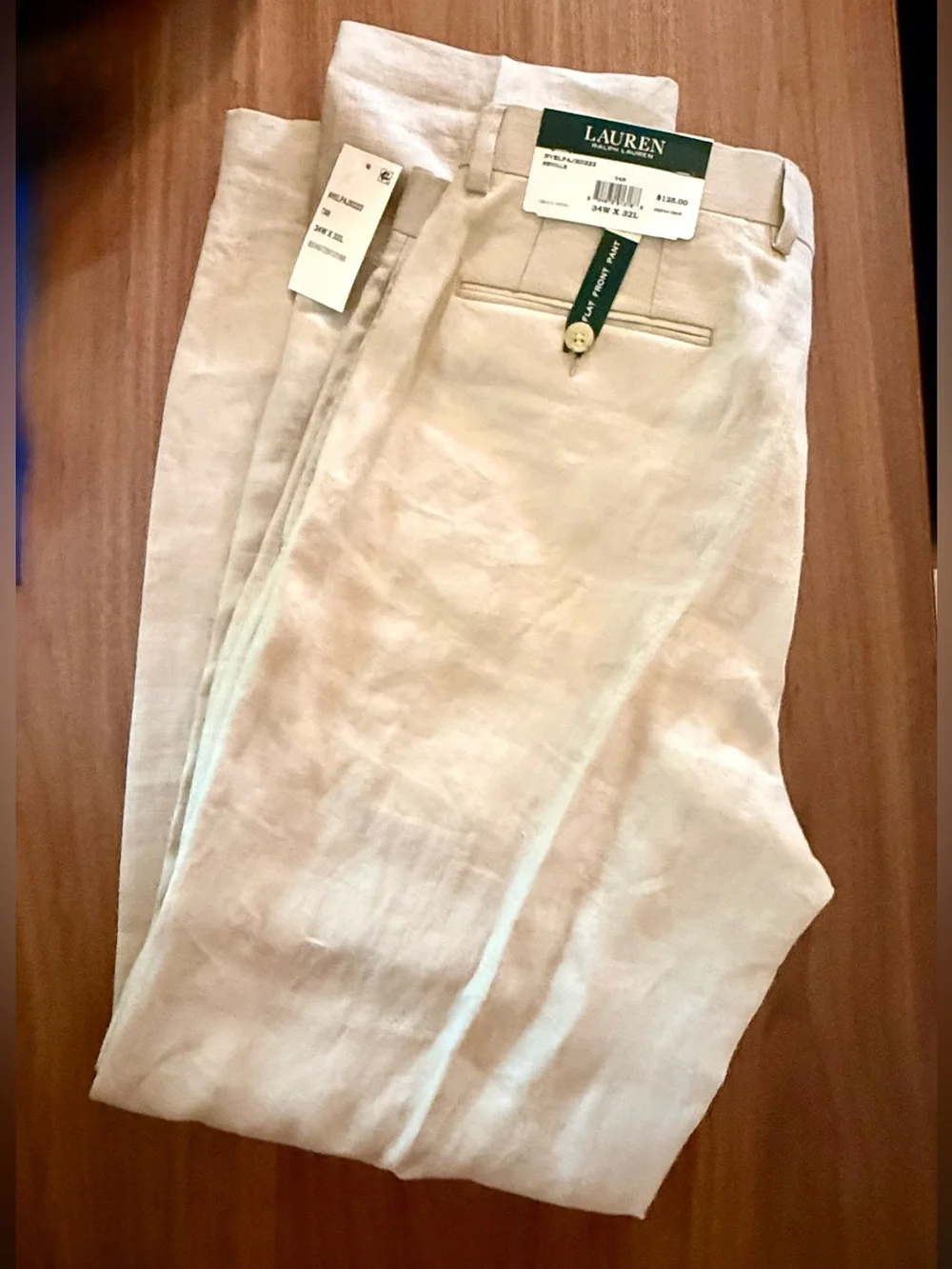 Lauren Ralph Lauren Men's Light Tan 100% Linen Pants